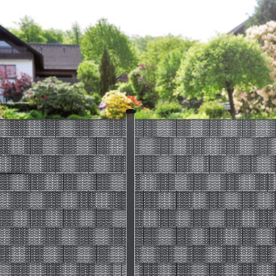 KESSER® PVC Sichtschutzstreifen Sichtschutz Rolle Doppelstabmatten Zaun Blickdicht 35m x 19 cm | 30 Befestigungsclips | Wetterfest Windschutz | Zaunfolie Sichtschutz Garten Gartenzaun Rattan-Grau