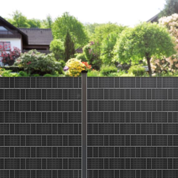 KESSER® PVC Sichtschutzstreifen Sichtschutz Rolle Doppelstabmatten Zaun Blickdicht 70m x 19 cm | 60 Befestigungsclips | Wetterfest Windschutz | Zaunfolie Sichtschutz Garten Gartenzaun Rattan-Anthrazit