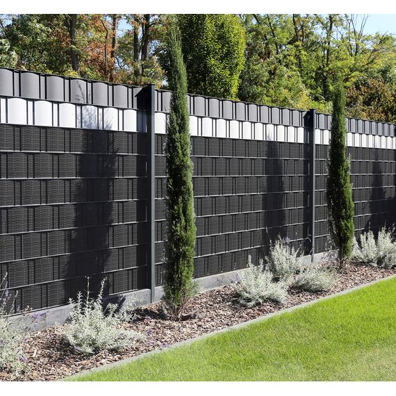 KESSER® PVC Sichtschutzstreifen Sichtschutz Rolle Doppelstabmatten Zaun Blickdicht 70m x 19 cm | 60 Befestigungsclips | Wetterfest Windschutz | Zaunfolie Sichtschutz Garten Gartenzaun Rattan-Anthrazit