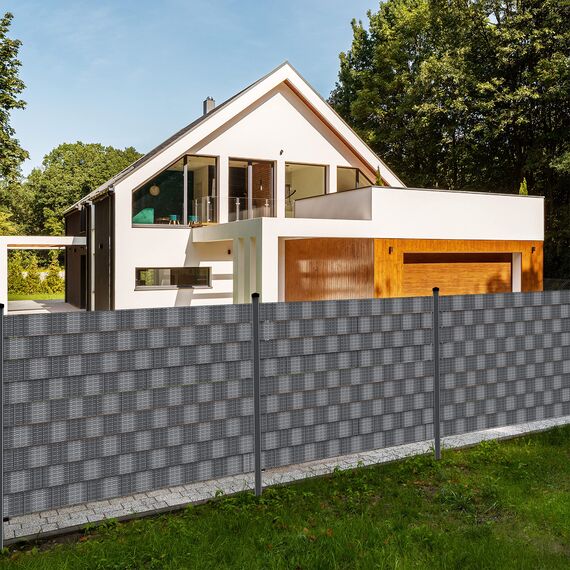 KESSER® PVC Sichtschutzstreifen Sichtschutz Rolle Doppelstabmatten Zaun Blickdicht 70m x 19 cm | 60 Befestigungsclips | Wetterfest Windschutz | Zaunfolie Sichtschutz Garten Gartenzaun Rattan-Grau