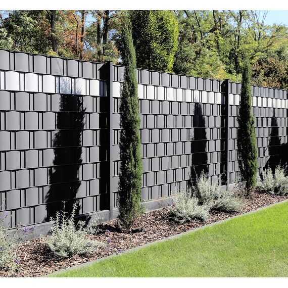 KESSER® PVC Sichtschutzstreifen Sichtschutz Rolle Doppelstabmatten Zaun Blickdicht | 70m x 19 cm | 60 Befestigungsclips | Wetterfest und Windschutz | Zaunfolie Sichtschutz Garten Gartenzaun, Grau