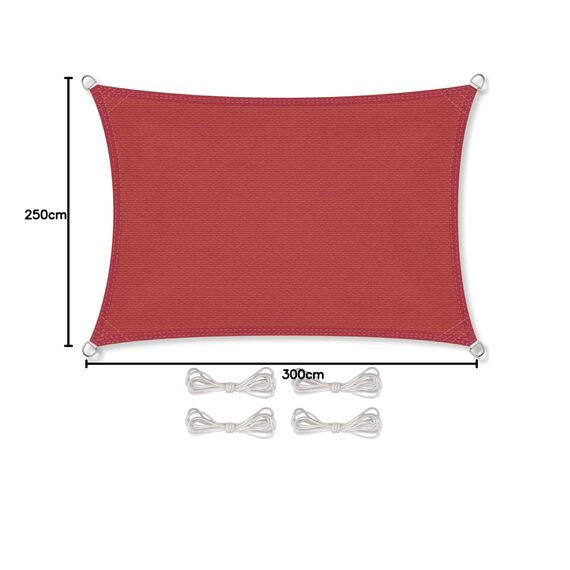 CelinaSun Sonnensegel inkl Befestigungsseile Premium HDPE wetterbeständig atmungsaktiv Rechteck 2,5 x 3 m terrakotta
