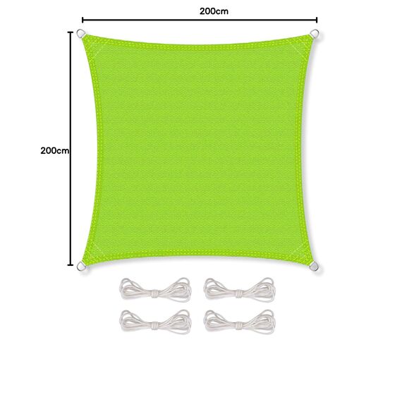 CelinaSun Sonnensegel inkl Befestigungsseile Premium HDPE wetterbeständig atmungsaktiv Quadrat 2 x 2 m grün
