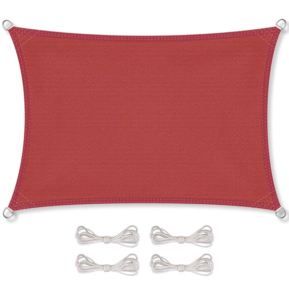 CelinaSun Sonnensegel inkl Befestigungsseile Premium HDPE wetterbeständig atmungsaktiv Rechteck 2,5 x 3,5 m terrakotta