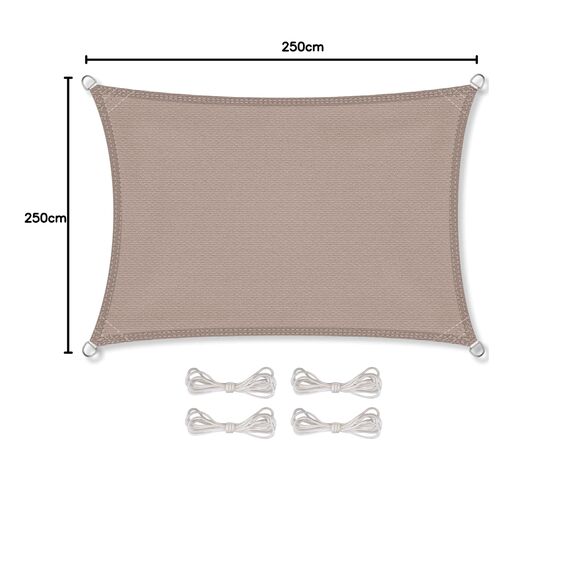 CelinaSun Sonnensegel inkl Befestigungsseile Premium HDPE wetterbeständig atmungsaktiv Rechteck 2,5 x 4 m Taupe