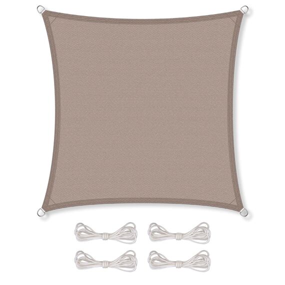 CelinaSun Sonnensegel inkl Befestigungsseile Premium HDPE wetterbeständig atmungsaktiv Quadrat 2 x 2 m Taupe