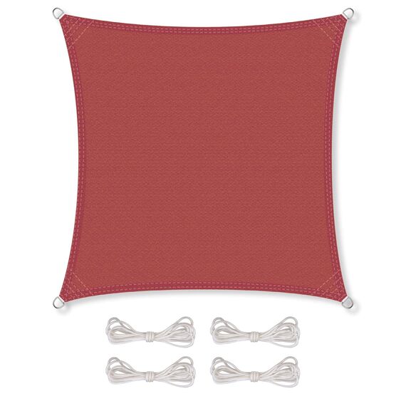 CelinaSun Sonnensegel inkl Befestigungsseile Premium HDPE wetterbeständig atmungsaktiv Quadrat 2 x 2 m terrakotta