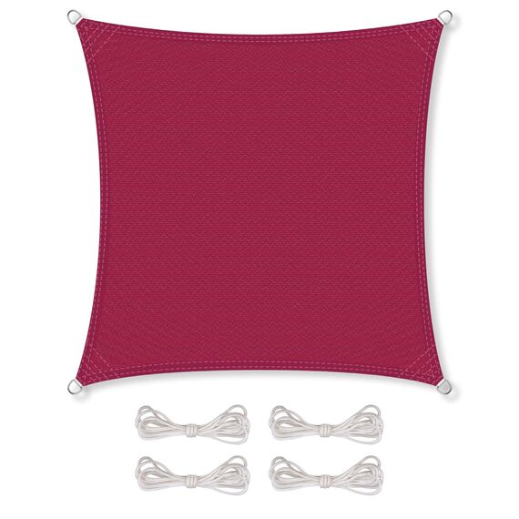 CelinaSun Sonnensegel inkl Befestigungsseile Premium HDPE wetterbeständig atmungsaktiv Quadrat 3 x 3 m rot