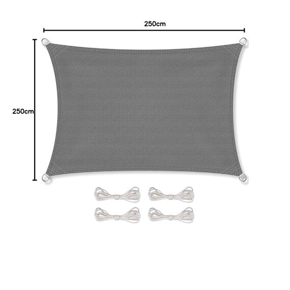 CelinaSun Sonnensegel inkl Befestigungsseile Premium HDPE wetterbeständig atmungsaktiv Rechteck 2,5 x 5 m anthrazit