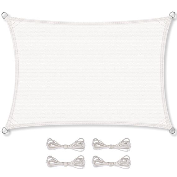 CelinaSun Sonnensegel inkl Befestigungsseile Premium HDPE wetterbeständig atmungsaktiv Rechteck 2,5 x 3,5 m weiß