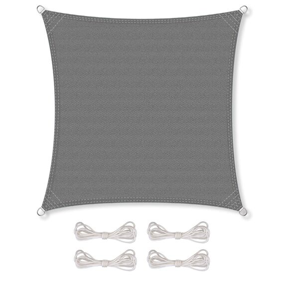 CelinaSun Sonnensegel inkl Befestigungsseile Premium HDPE wetterbeständig atmungsaktiv Quadrat 2,6 x 2,6 m anthrazit
