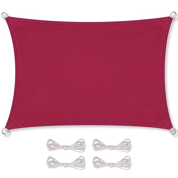 CelinaSun Sonnensegel inkl Befestigungsseile Premium HDPE wetterbeständig atmungsaktiv Rechteck 2 x 3 m rot