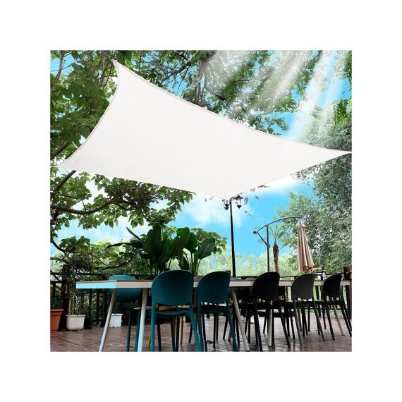 CelinaSun Sonnensegel inkl Befestigungsseile Premium HDPE wetterbeständig atmungsaktiv Quadrat 3 x 3 m Creme weiß