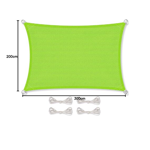 CelinaSun Sonnensegel inkl Befestigungsseile Premium HDPE wetterbeständig atmungsaktiv Rechteck 2 x 3 m grün