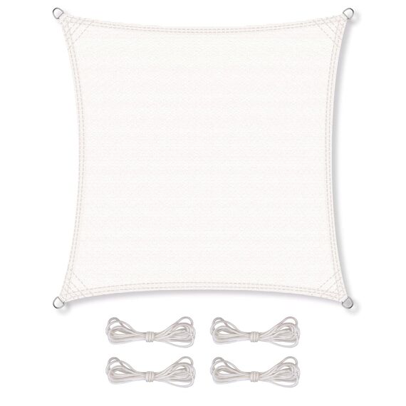 CelinaSun Sonnensegel inkl Befestigungsseile Premium HDPE wetterbeständig atmungsaktiv Quadrat 4,6 x 4,6 m weiß