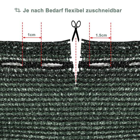 WOLTU Zaunblende 1,2x10m, 150 g/m² HDPE Tennisblende Schattiernetz Sichtschutz Windschutz Staubschutz Sonnenschutz Gewebe Netz mit Kabelbinder grün