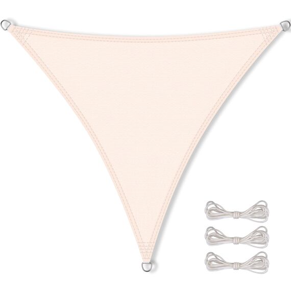 CelinaSun Sonnensegel inkl Befestigungsseile Premium HDPE wetterbeständig atmungsaktiv Dreieck gleichseitig 3,6 x 3,6 x 3,6 m Creme weiß