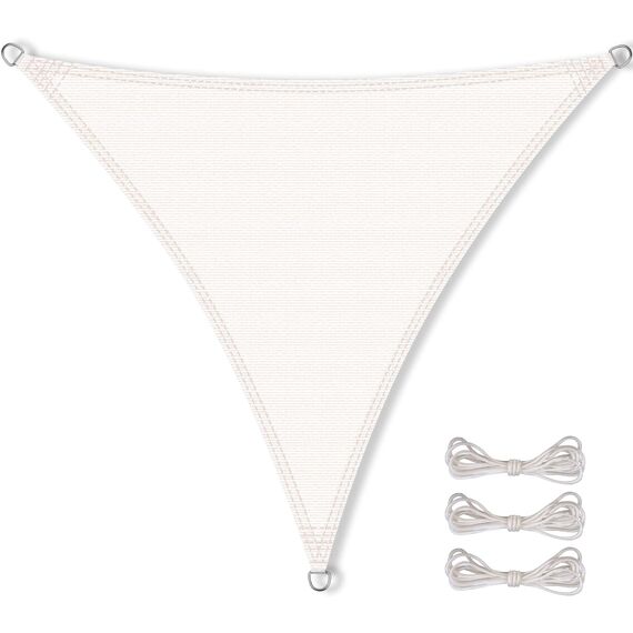 CelinaSun Sonnensegel inkl Befestigungsseile Premium HDPE wetterbeständig atmungsaktiv Dreieck gleichseitig 4,6 x 4,6 x 4,6 m weiß