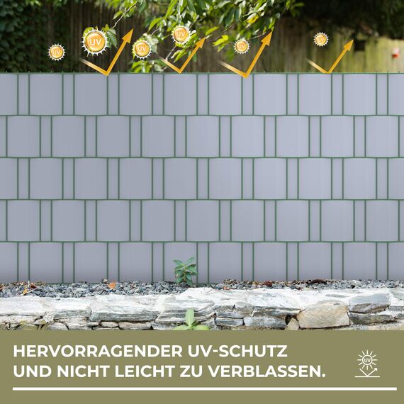 Sichtschutzstreifen Zaun 35 m x 19 cm inkl.20 Clips, PVC Sichtschutz Zaunfolie Sichtschutzstreifen Doppelstabmatten für Gartenzaun (35 m x 19 cm, Grau)