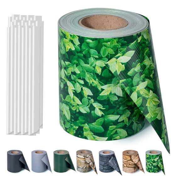 Zichaojia Sichtschutzstreifen Zaun 35 m x 19 cm inkl.20 Clips, PVC Sichtschutz Zaunfolie Sichtschutzstreifen Doppelstabmatten für Gartenzaun (35 m x 19cm, Buchsbaum)