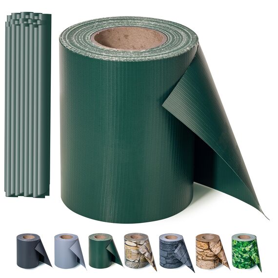 Zichaojia Sichtschutzstreifen Zaun 50 m x 19 cm inkl.30 Clips, PVC Sichtschutz Zaunfolie Sichtschutzstreifen Doppelstabmatten für Gartenzaun (50 m x 19 cm, Grün)