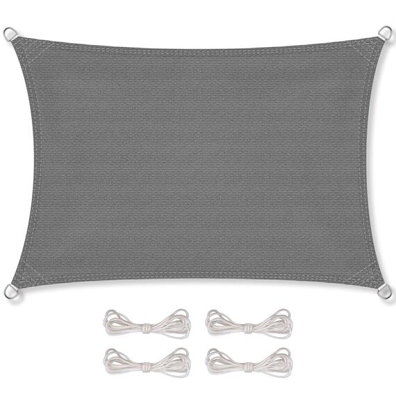 CelinaSun Sonnensegel inkl Befestigungsseile Premium HDPE wetterbeständig atmungsaktiv Rechteck 3 x 4 m anthrazit