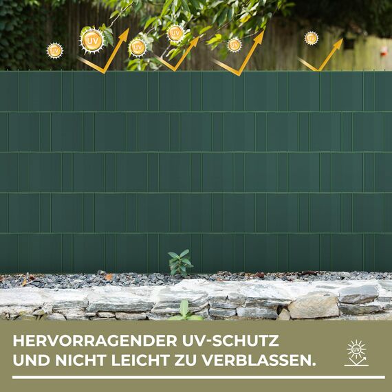 Zichaojia Sichtschutzstreifen Zaun 35 m x 19 cm inkl.20 Clips, PVC Sichtschutz Zaunfolie Sichtschutzstreifen Doppelstabmatten für Gartenzaun (35 m x 19 cm, Grün)