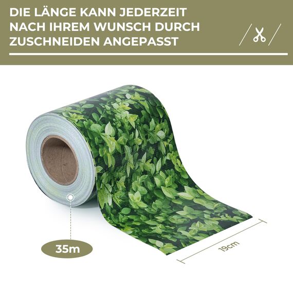 Zichaojia Sichtschutzstreifen Zaun 35 m x 19 cm inkl.20 Clips, PVC Sichtschutz Zaunfolie Sichtschutzstreifen Doppelstabmatten für Gartenzaun (35 m x 19cm, Buchsbaum)