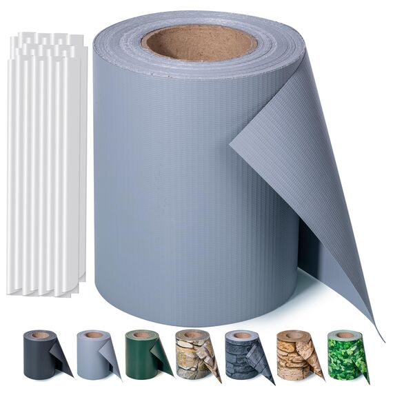 Sichtschutzstreifen Zaun 35 m x 19 cm inkl.20 Clips, PVC Sichtschutz Zaunfolie Sichtschutzstreifen Doppelstabmatten für Gartenzaun (35 m x 19 cm, Grau)