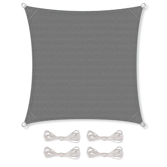 CelinaSun Sonnensegel inkl Befestigungsseile Premium HDPE wetterbeständig atmungsaktiv Quadrat 3,6 x 3,6 m anthrazit