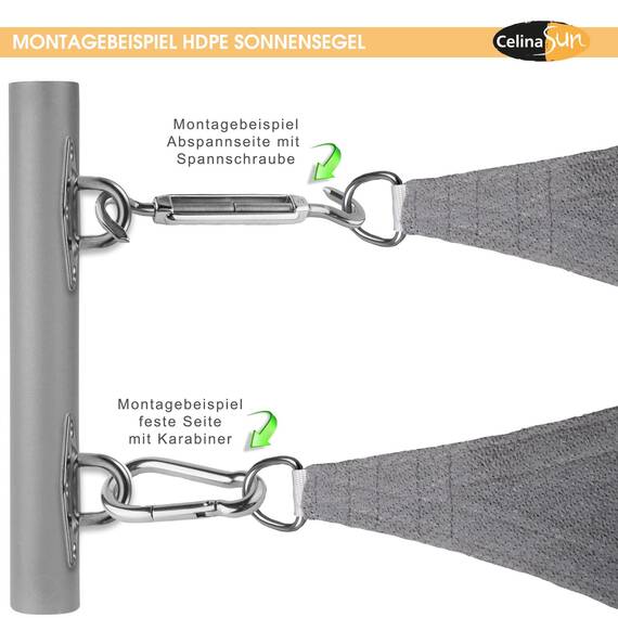 CelinaSun Sonnensegel inkl Befestigungsseile Premium HDPE wetterbeständig atmungsaktiv Rechteck 3 x 6 m Taupe