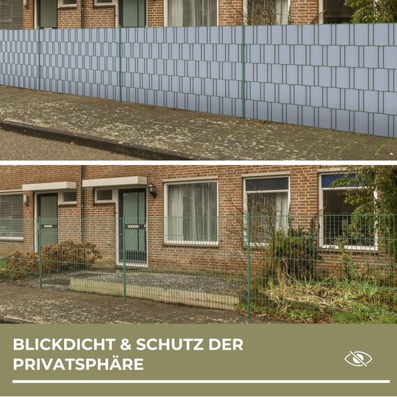 Zichaojia Sichtschutzstreifen Zaun 50 m x 19 cm inkl.30 Clips, PVC Sichtschutz Zaunfolie Sichtschutzstreifen Doppelstabmatten für Gartenzaun (50 m x 19 cm, Grau)