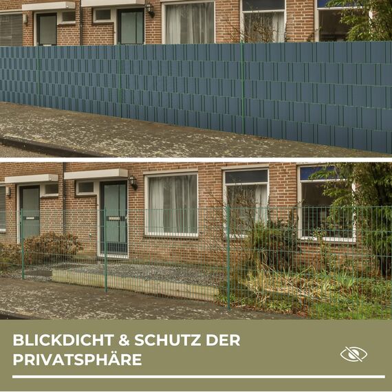 Zichaojia Sichtschutzstreifen Zaun 50 m x 19 cm inkl.30 Clips, PVC Sichtschutz Zaunfolie Sichtschutzstreifen Doppelstabmatten für Gartenzaun (50 m x 19 cm, Anthrazit)