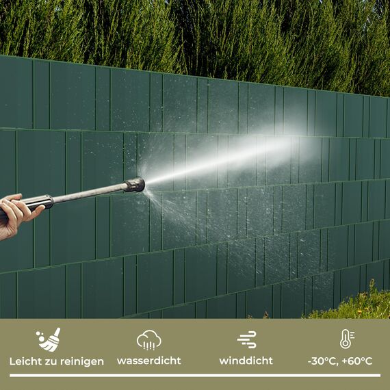 Zichaojia Sichtschutzstreifen Zaun 35 m x 19 cm inkl.20 Clips, PVC Sichtschutz Zaunfolie Sichtschutzstreifen Doppelstabmatten für Gartenzaun (35 m x 19 cm, Grün)