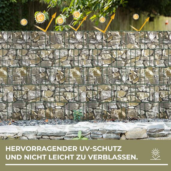 Zichaojia Sichtschutzstreifen Zaun 35 m x 19 cm inkl.20 Clips, PVC Sichtschutz Zaunfolie Sichtschutzstreifen Doppelstabmatten für Gartenzaun (35 m x 19 cm, Stein-Optik)
