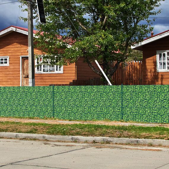 Zichaojia Sichtschutzstreifen Zaun 35 m x 19 cm inkl.20 Clips, PVC Sichtschutz Zaunfolie Sichtschutzstreifen Doppelstabmatten für Gartenzaun (35 m x 19cm, Buchsbaum)