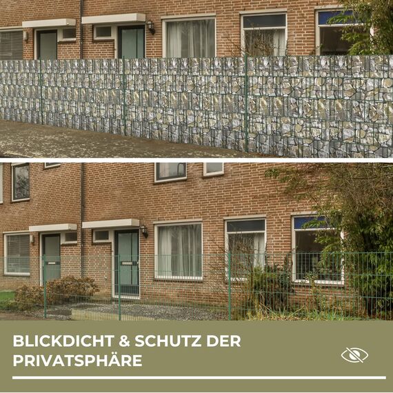 Zichaojia Sichtschutzstreifen Zaun 35 m x 19 cm inkl.20 Clips, PVC Sichtschutz Zaunfolie Sichtschutzstreifen Doppelstabmatten für Gartenzaun (35 m x 19 cm, Stein-Optik)