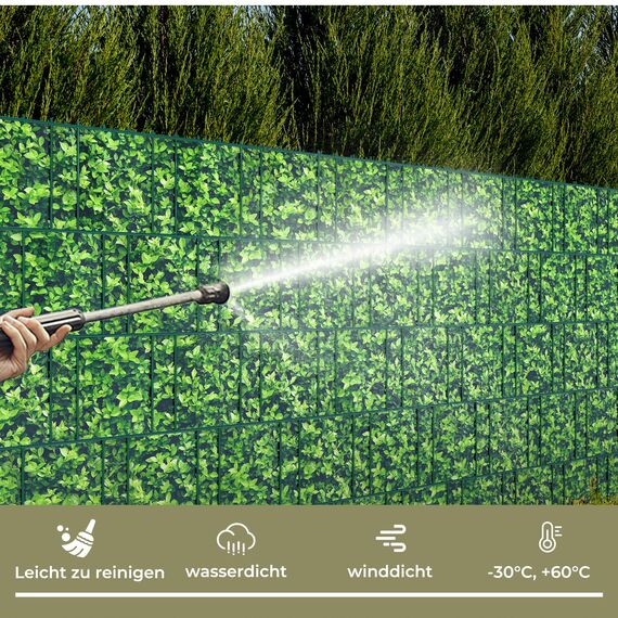 Zichaojia Sichtschutzstreifen Zaun 35 m x 19 cm inkl.20 Clips, PVC Sichtschutz Zaunfolie Sichtschutzstreifen Doppelstabmatten für Gartenzaun (35 m x 19cm, Buchsbaum)