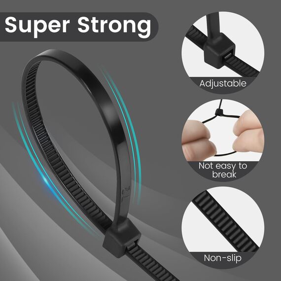 WOLTU Kabelbinder uv beständig 200 mm x 4 mm 100 Stück Anthrazit mit Zugfestigkeit 19 kg aus Nylon für Zaunblende Gartenbau Kabelmanagement Gartenarbeit Wohnen