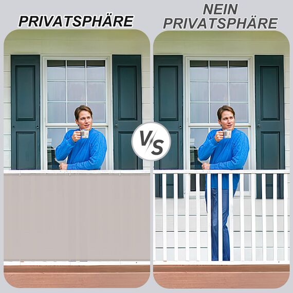 HENG FENG Balkon Sichtschutz 50x400cm PES, Wetterfeste Balkonverkleidung für den Außenbereich mit Windschutz und Sonnenschutz, Taupe（Anpassung）