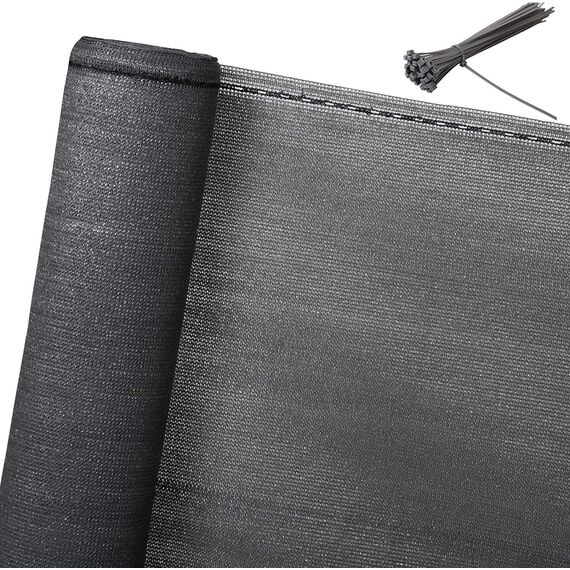 WOLTU Zaunblende 2x15m, 150 g/m² HDPE Tennisblende Schattiernetz Sichtschutz Windschutz Staubschutz Sonnenschutz Gewebe Netz mit Kabelbinder anthrazit