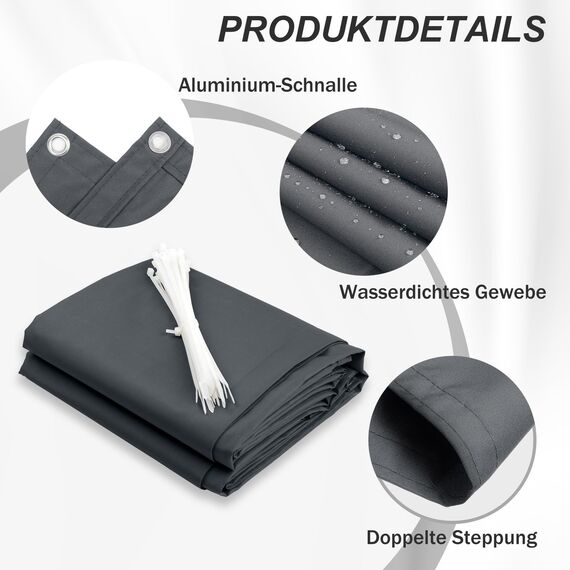 HENG FENG Balkon Sichtschutz 50x1000cm PES, Wetterfeste Balkonverkleidung für den Außenbereich mit Windschutz und Sonnenschutz, Anthrazit（Anpassung）