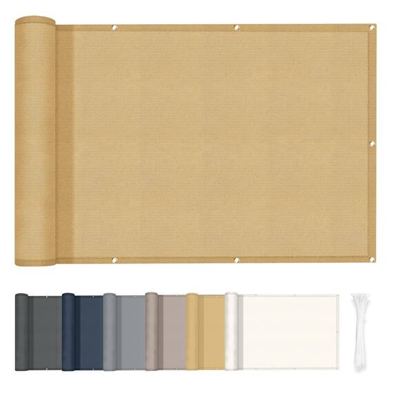 HENG FENG Balkon Sichtschutz 65x100cm PES, Wetterfeste Balkonverkleidung für den Außenbereich mit Windschutz und Sonnenschutz, Sand（Anpassung）