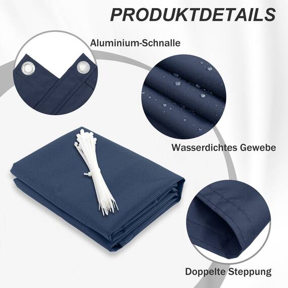 HENG FENG Balkon Sichtschutz 90x300cm, Wasserdicht, Wetterfest und 95% UV-Schutz, 160g/㎡ PES Balkonverkleidung Balkonabdeckung Balkonbespannung mit Kabelbindern, Rauchblau