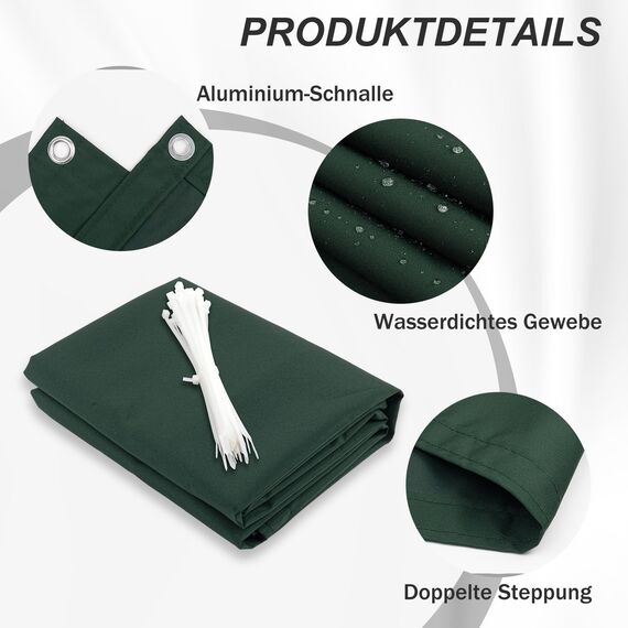 HENG FENG Balkon Sichtschutz 90x400cm, Wasserdicht, Wetterfest und 95% UV-Schutz, 160g/㎡ PES Balkonverkleidung Balkonabdeckung Balkonbespannung mit Kabelbindern, Dunkelgrün