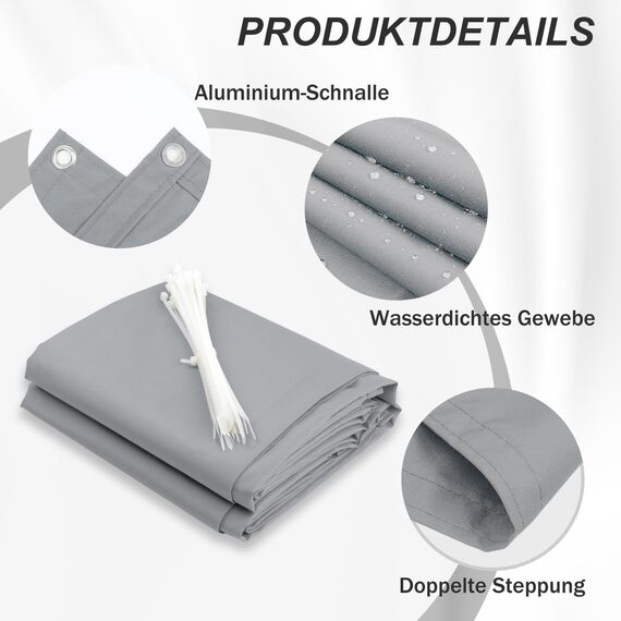 HENG FENG Balkon Sichtschutz 100x600cm, Wasserdicht, Wetterfest und 95% UV-Schutz, 160g/㎡ PES Balkonverkleidung Balkonabdeckung Balkonbespannung mit Kabelbindern, Hellgrau