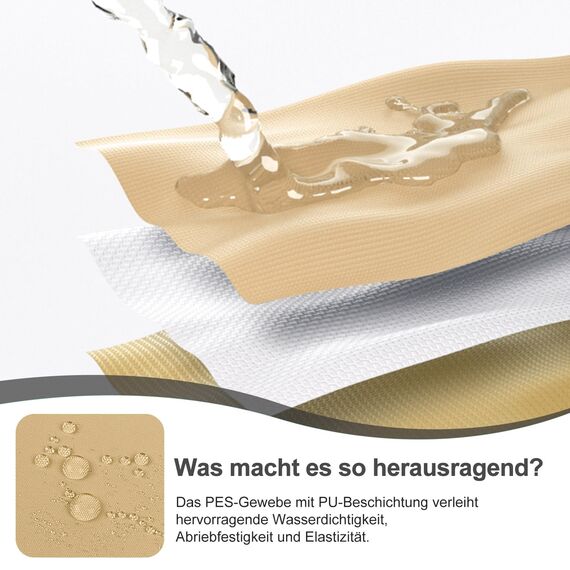 HENG FENG Balkon Sichtschutz 100x400cm, Wasserdicht, Wetterfest und 95% UV-Schutz, 160g/㎡ PES Balkonverkleidung Balkonabdeckung Balkonbespannung mit Kabelbindern, Sand