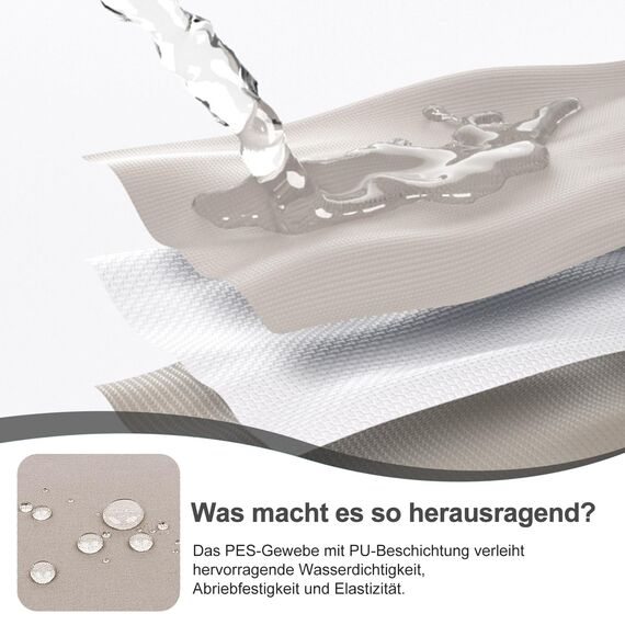 HENG FENG Balkon Sichtschutz 100x600cm, Wasserdicht, Wetterfest und 95% UV-Schutz, 160g/㎡ PES Balkonverkleidung Balkonabdeckung Balkonbespannung mit Kabelbindern, Taupe