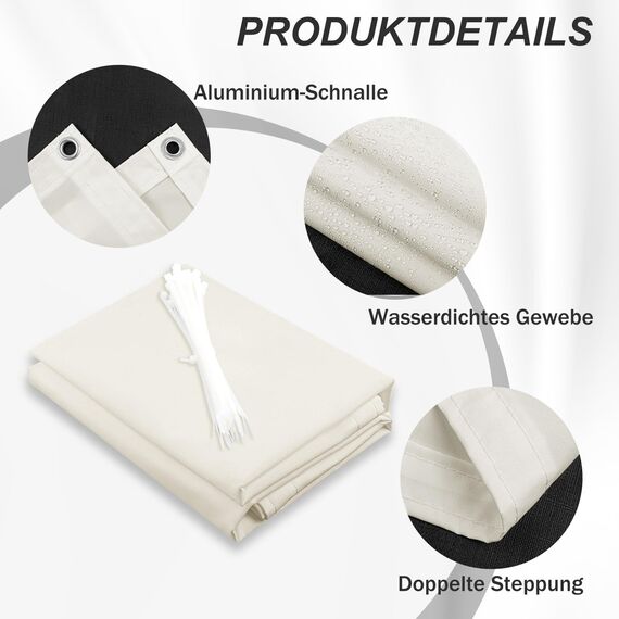 HENG FENG Balkon Sichtschutz 100x800cm, Wasserdicht, Wetterfest und 95% UV-Schutz, 160g/㎡ PES Balkonverkleidung Balkonabdeckung Balkonbespannung mit Kabelbindern, Cremeweiß