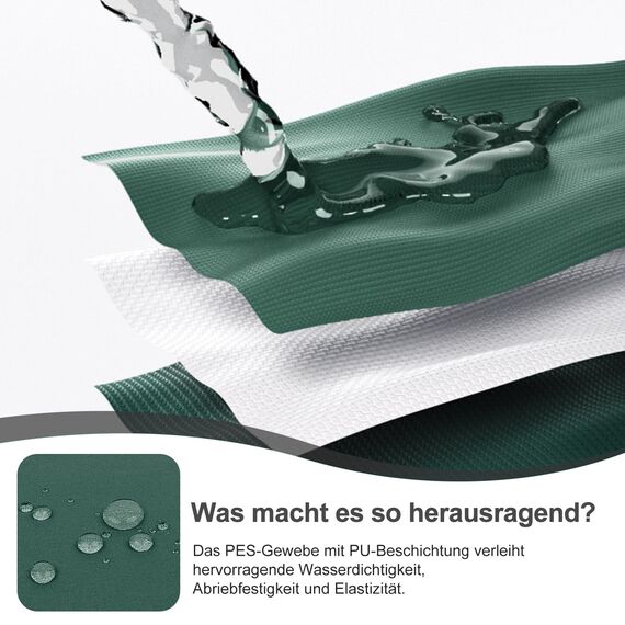 HENG FENG Balkon Sichtschutz 100x400cm, Wasserdicht, Wetterfest und 95% UV-Schutz, 160g/㎡ PES Balkonverkleidung Balkonabdeckung Balkonbespannung mit Kabelbindern, Dunkelgrün